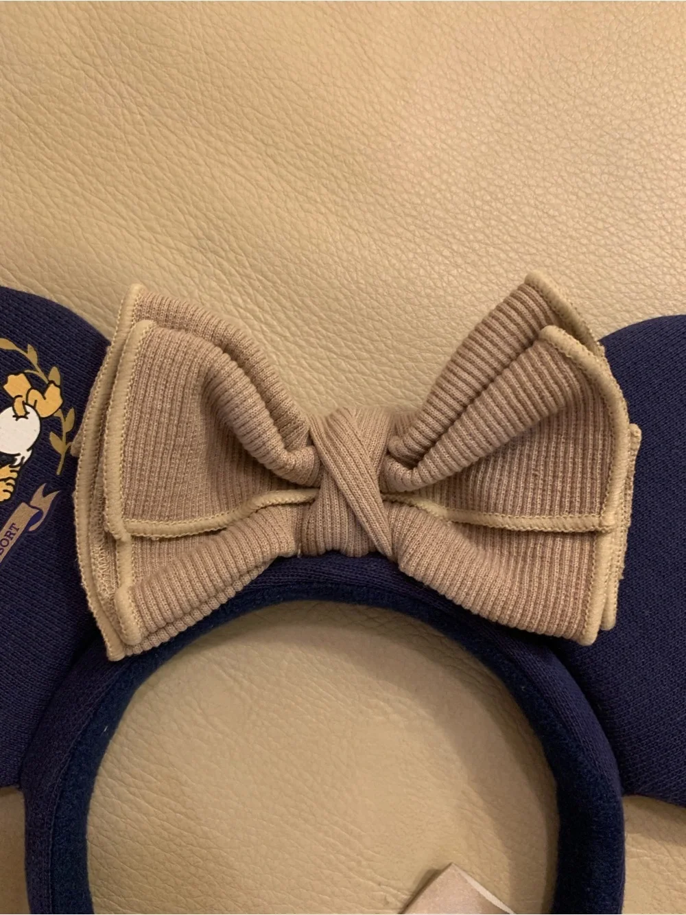 Tokyo Disney Resort Limited Minnie Mouse Headband Blue Beige Bow EUC Japan